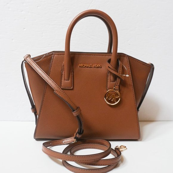 Michael Kors Avril Small Top Zip Satchel Shoulder Bag Brown Luggage - Picture 6 of 14